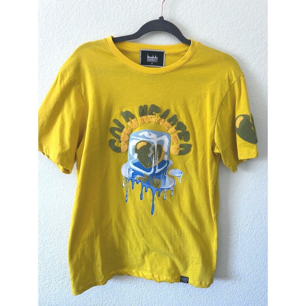 Denimicity Cold Hearted Yellow‎ Ice Cube Heart Dopamine T Shirt SZ M